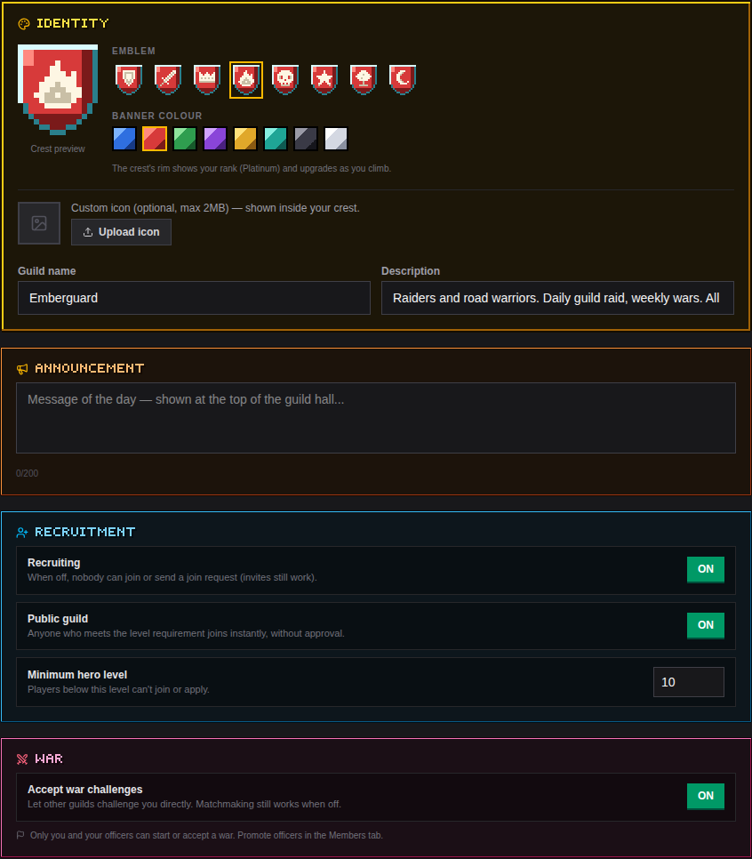 Guild settings