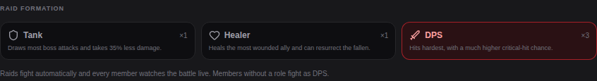 Raid Formation: one tank, one healer, three DPS