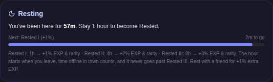 Resting: how long you've stayed and what you'll get when you leave